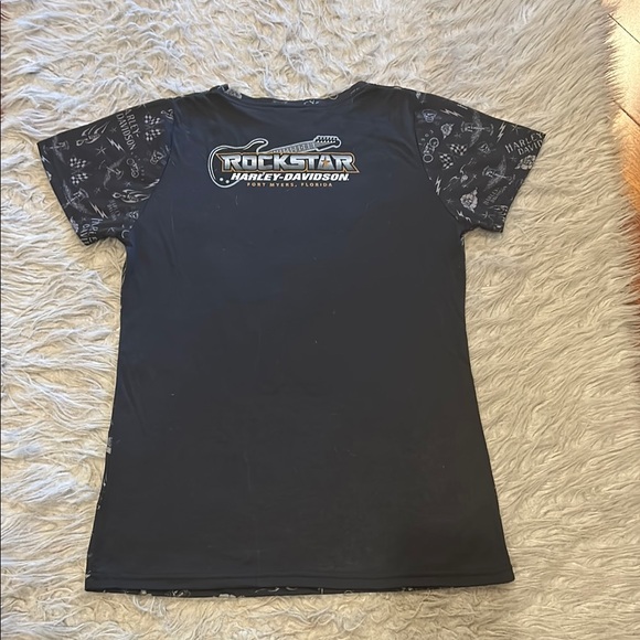 Harley-Davidson Black, Orange And White Logo Short Sleeve Tshirt - Picture 6 of 7